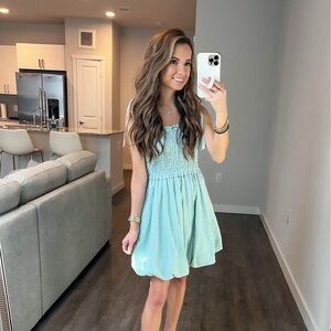 Green Striped mini dress